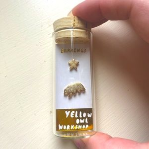 22kt gold bear and star earrings from Yellow Owl Workshop